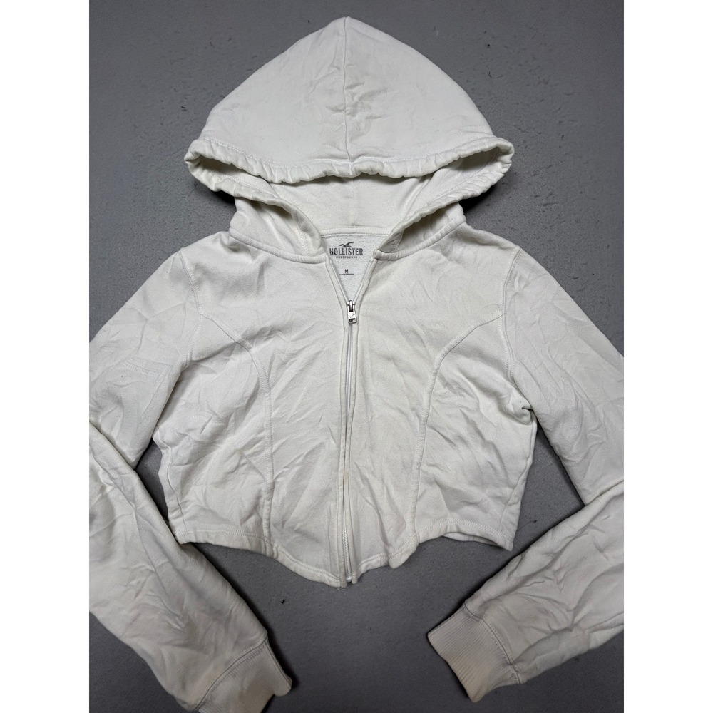 Hollister Hoodie Cotton Polyester Cream Medium Womens